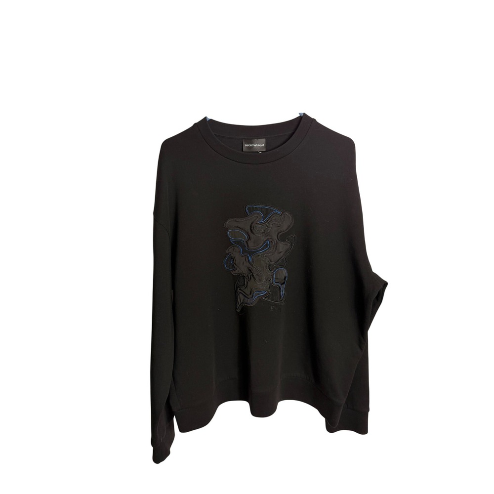 Emporio Armani Sweatshirt XXL Black Abstract Graphic Crew Neck Pullover